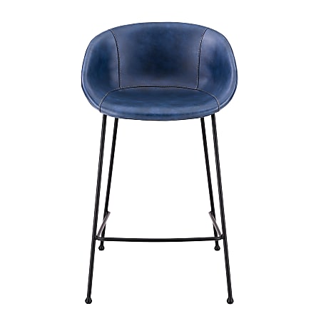 Eurostyle Zach-C Counter Stools, Dark Blue/Matte Black, Set Of 2 Stools
