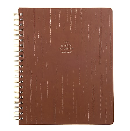 2025 Russell & Hazel Vegan Leather Weekly/Monthly Planner, 9-1/8” x 11-1/4”, Camel, January To December