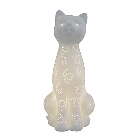 Simple Designs Porcelain Kitty Cat Shaped Animal Light