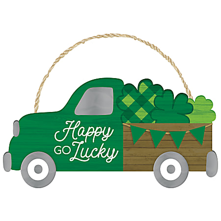 Amscan 244293 St. Patrick's Day MDF Truck Signs, 7" x 14", Green, Pack Of 2 Signs