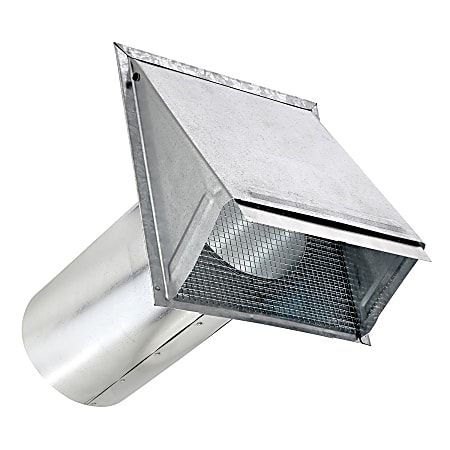 Lambro® 6-In. 26-Gauge Wall Exhaust Hood Bath Fan Vent with Damper, Wire Mesh Screen and 11-In. Pipe, Galvanized Steel, 3460GMS-11
