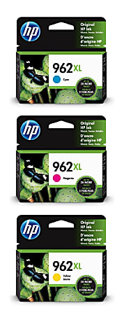 HP 962XL Cyan; Magenta; Yellow High-Yield Ink Cartridges, Set Of 3 Cartridges, HP962XLCMY-OD