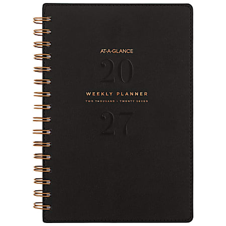 AT-A-GLANCE® Signature Collection 2027 Weekly Monthly Planner, Black, Small, 5 1/2" x 8 1/2"