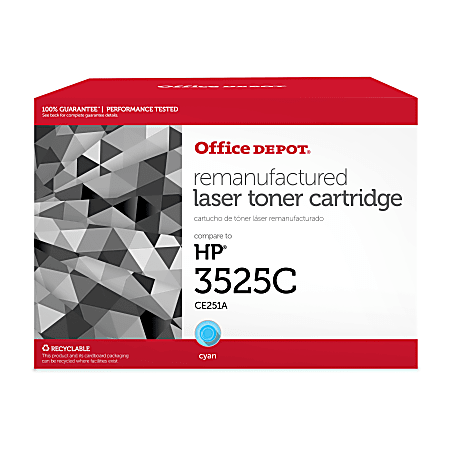 Office Depot® Brand Remanufactured Cyan Toner Cartridge Replacement For HP 504A, CE251A, OD3525C