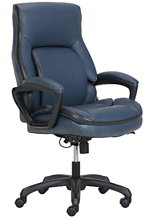 Shaquille O'Neal™ Amphion Ergonomic Bonded Leather High-Back Executive Chair, Navy/Black