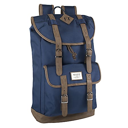 Trailmaker Buckled Backpack With 17" Laptop Pocket, Blue/Brown