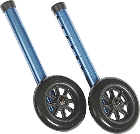 Medline Adult Folding Paddle Walker, 5" Wheels, Blue