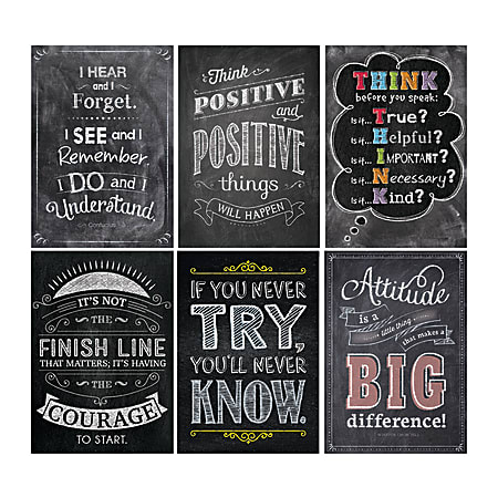 Creative Teaching Press® Inspire U Posters, Chalk, 13 3/8" x 19", Pack Of 6