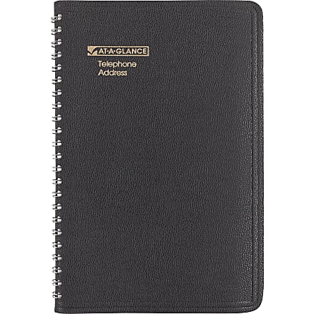 AT-A-GLANCE® Telephone/Address Book, 4 7/8" x 8", Black