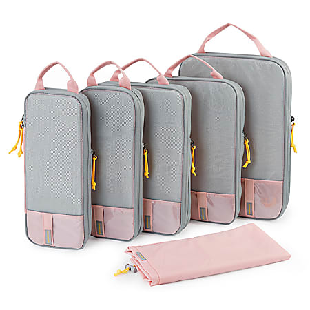BAGSMART Polyester Packing Cubes, Pink, Set Of 6 Cubes