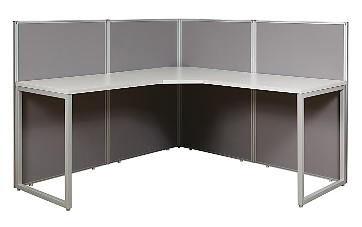 The Box Office L-Shape Workstation With 4 Panels, 44 1/2"H x 63"W x 63"D, Gray
