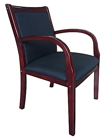 Boss Side Guest Chair, Black/Mahogany