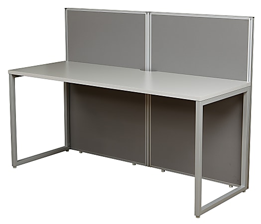 The Box Office Bench-Style Workstation With 2 Panels, 44 1/2"H x 63"W x 24 1/2"D, Gray