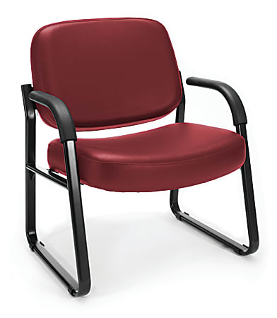 OFM Big And Tall Anti-Bacterial Guest Reception Chair With Arms, Wine/Black