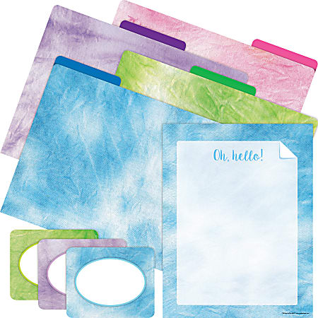 Barker Creek Get Organized File Folder Set, 1/3-Cut Tab, Letter Size, Blue Tie-Dye, Set Of 107 Pieces
