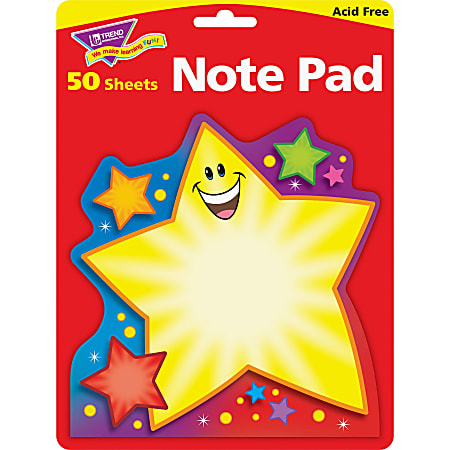 Trend® Super Star Shaped Notepad, 5" x 5", 50 Sheets