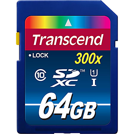 Transcend Premium 64 GB Class 10/UHS-I SDXC - 300x Memory Speed - Lifetime Warranty