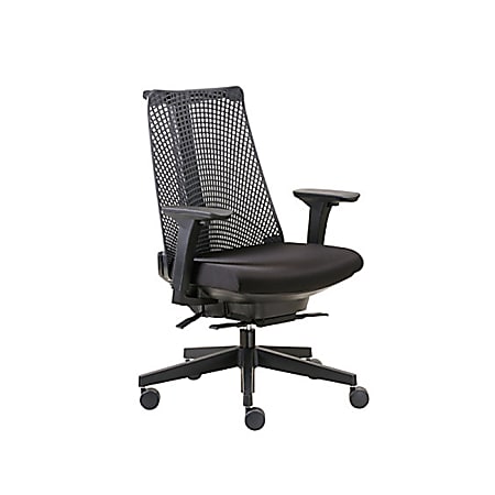 Boss Contemporary Ergonomic Mesh High-Back Chair, Poly/Fabric, Black, B6550-BK