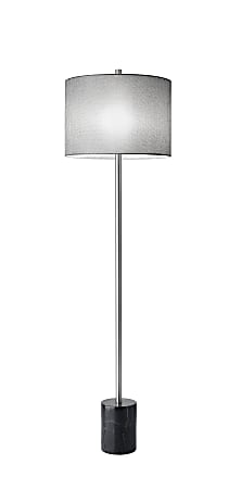 Adesso® Blythe Floor Lamp, 62"H, Gray Shade/Black Base