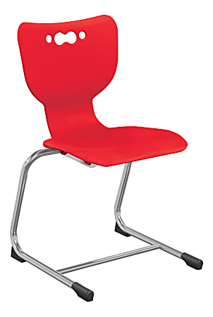 Hierarchy Stackable Cantilever Student Chairs, 18", Red/Chrome, Set Of 5 Chairs