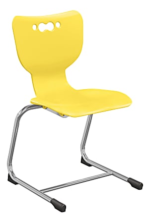 Hierarchy Stackable Cantilever Student Chairs, 18", Yellow/Chrome, Set Of 5 Chairs