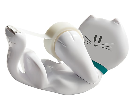 Scotch® Fashion Tape Dispenser, White Kitty