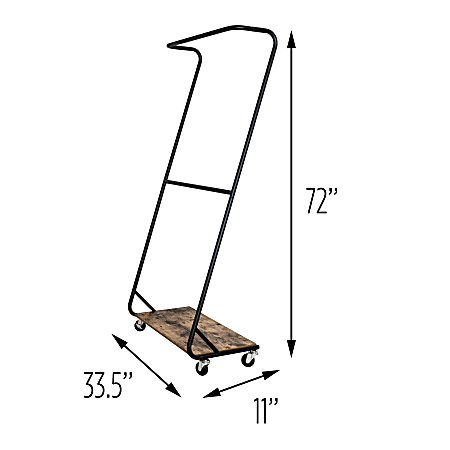 Honey Can Do Rustic Z Frame Double Bar Garment Rack 72 H x 11 W x 33 12 D BlackBrown Office Depot