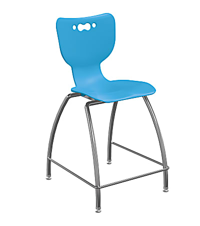 Hierarchy 4-Leg School Stool, 24", Blue/Chrome