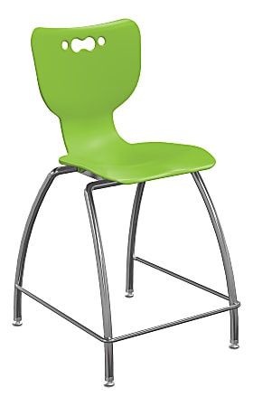 Hierarchy 4-Leg School Stool, 24", Green/Chrome