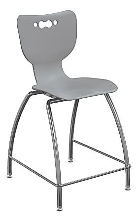 Hierarchy 4-Leg School Stool, 24", Gray/Chrome