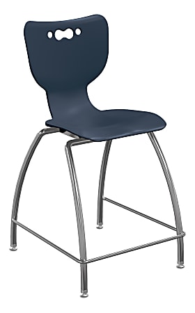 Hierarchy 4-Leg School Stool, 24", Navy/Chrome