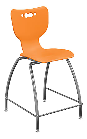 Hierarchy 4-Leg School Stool, 24", Orange/Chrome