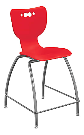 Hierarchy 4-Leg School Stool, 24", Red/Chrome