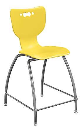 Hierarchy 4-Leg School Stool, 24", Yellow/Chrome