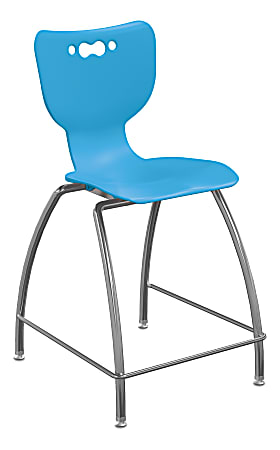 Hierarchy 4-Leg School Stool, 30", Blue/Chrome