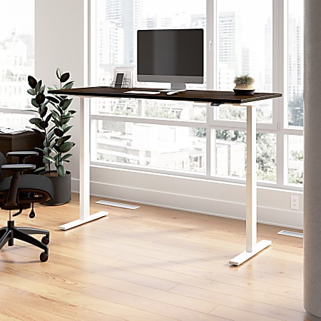 Bush Business Furniture Move 60 Series 72"W x 30"D Electric Height Adjustable Standing Desk, Mocha Cherry/White Powder Coat, Standard Delivery
