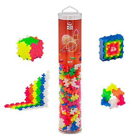 Plus-Plus Building Blocks 240-Piece Tube, Neon