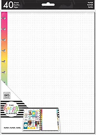 Happy Planner Big Filler Paper, 8-1/2" x 11", 40 Sheets, Rainbow Dot Grid
