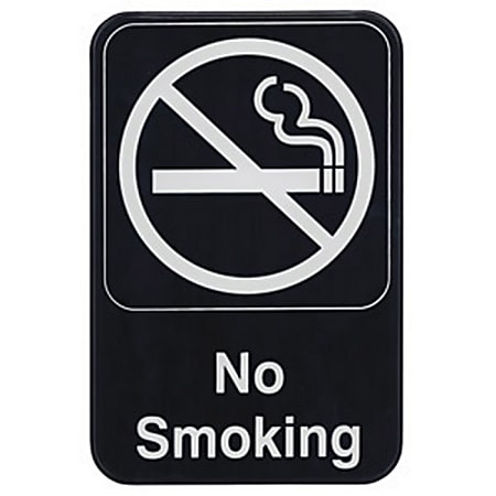 Winco No Smoking Sign, 9" x 6", Black/White