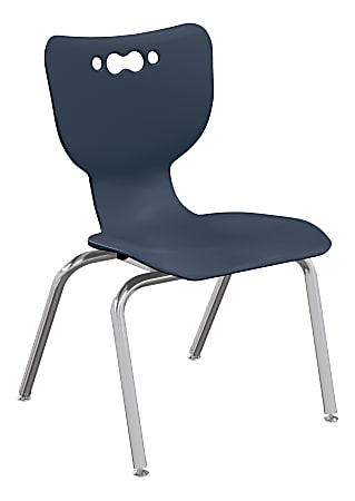 Hierarchy 4-Leg Stackable Student Chairs, 14", Navy/Chrome,