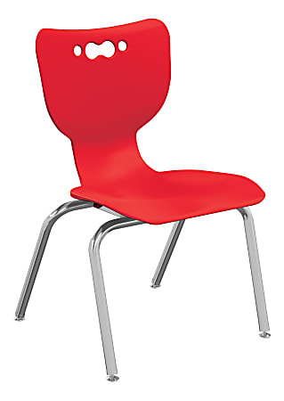 Hierarchy 4-Leg Stackable Student Chairs, 14", Red/Chrome, Set Of 5 Chairs