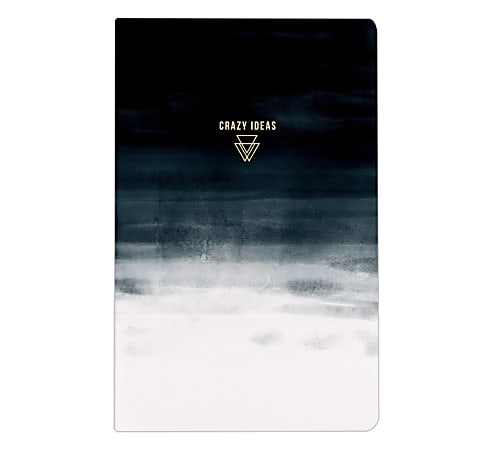 Denik Layflat Notebook, 5 1/2" x 8 1/2", College Ruled, 150 Pages (75 Sheets), Black/White