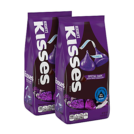 Hershey's® Kisses Special Dark Mildly Sweet Chocolates, 18 Oz, Pack Of 2 Bags