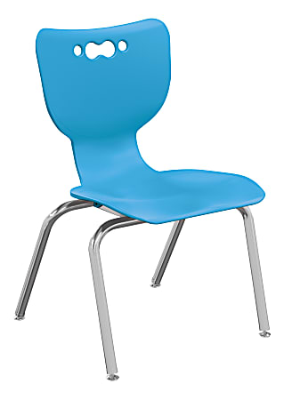 Hierarchy 4-Leg Stackable Student Chairs, 16", Blue/Chrome,