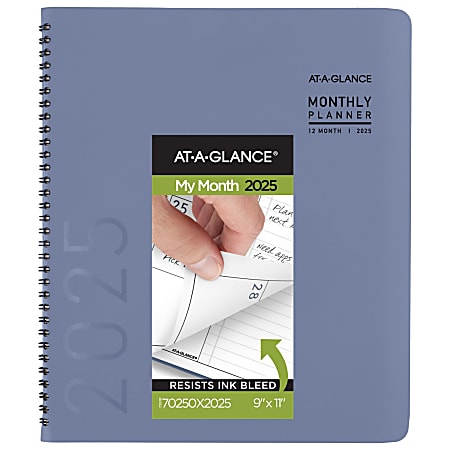 2025 AT-A-GLANCE® Contemporary Monthly Planner, 9" x 11", Slate Blue, January To December, 70250X20