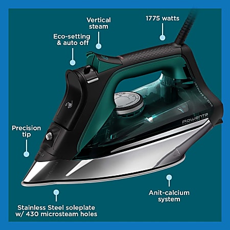 Rowenta Pro Master Xcel Steam Iron GreenBlack Office Depot