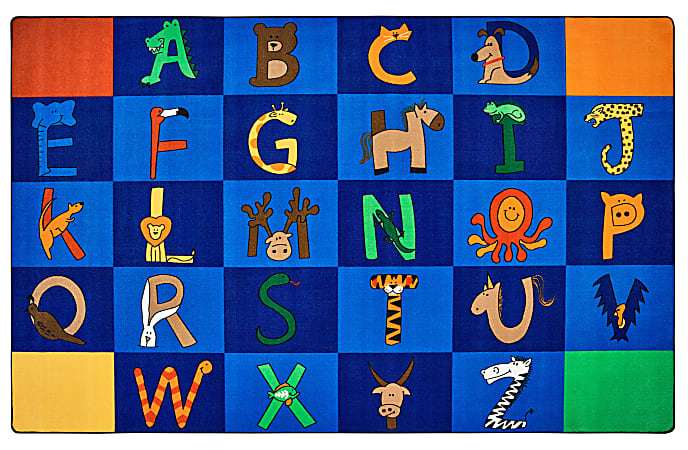 Carpets for Kids® Premium Collection A to Z Animals Classroom Rug, 7'6" x 12', Blue
