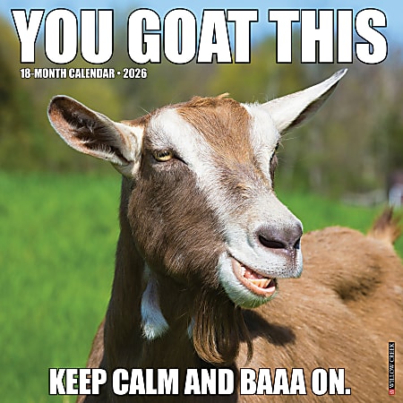 2026 Willow Creek Press Humor & Comics Monthly Wall Calendar, 12" x 12", You Goat This, January To December, 53393