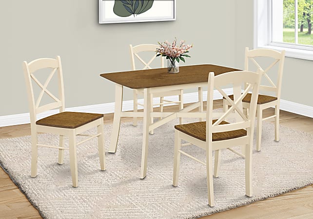 Monarch Specialties Jo Dining Table, 29-1/2”H x 47-1/4”W x 35-1/2”D, Cream/Oak