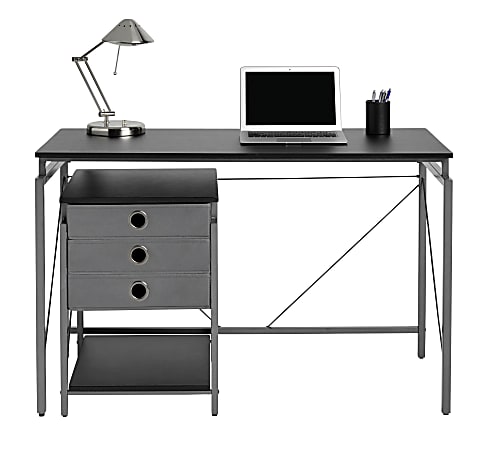 Brenton Studio® Achiever Contemporary Metal Desk With File, Black